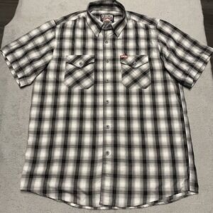 Dixxon Short Sleeve Shirt Mens Large Black Plaid Check D-Lux Bamboo Hacienda